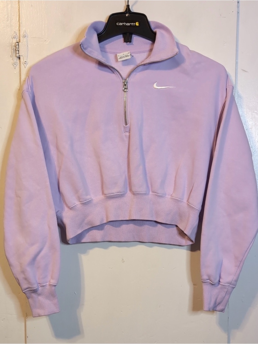 Nike Lavender 1/4 Zip Cropped Sweater womens small